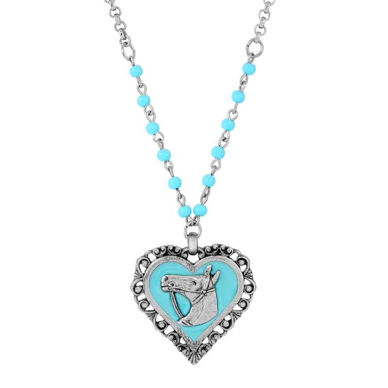 1928 Jewelry Horse Head Heart Necklace