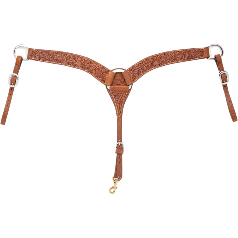 Cactus Saddlery Relentless 2″ Floral Tooled Roughout Breast Collar