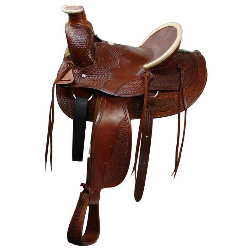 16 Buffalo saddle with basket weave tooling