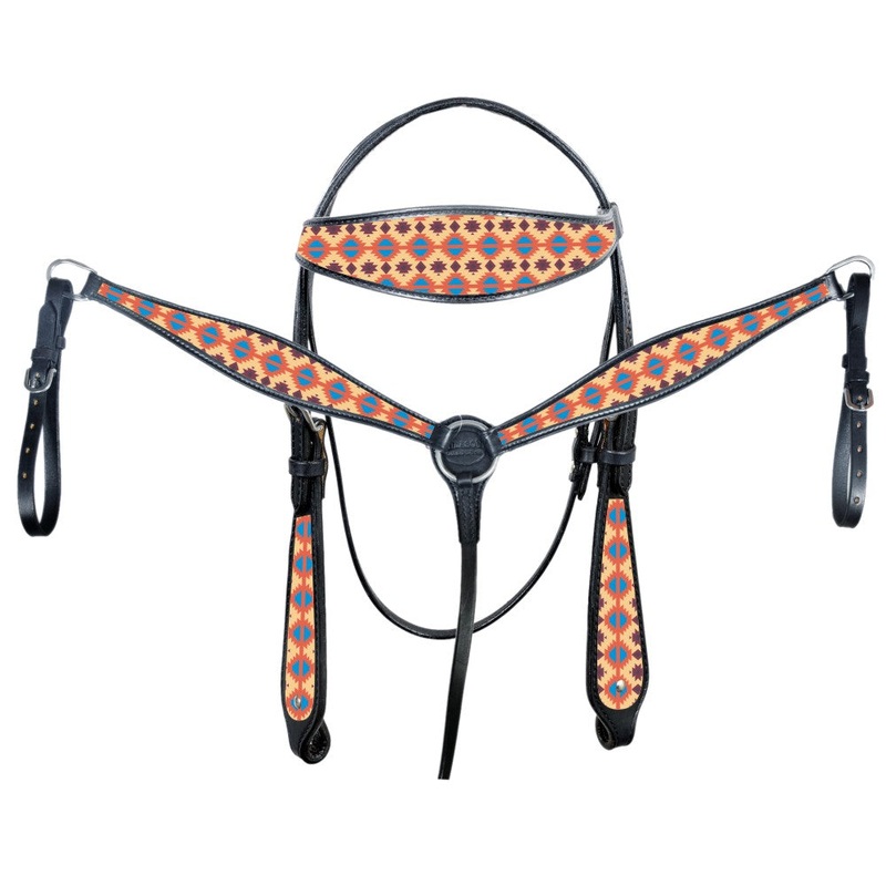 Western Horse Headstall Breast Collar Set Tack American Leather  Hilason