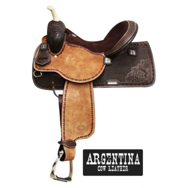 15, 16 Showman Argentina Cow Leather Barrel Style Saddle