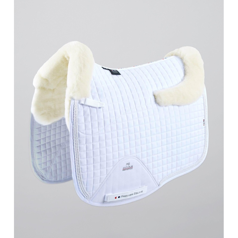 Close Contact Merino Wool European Saddle Pad – Dressage Square White/Natural Wool