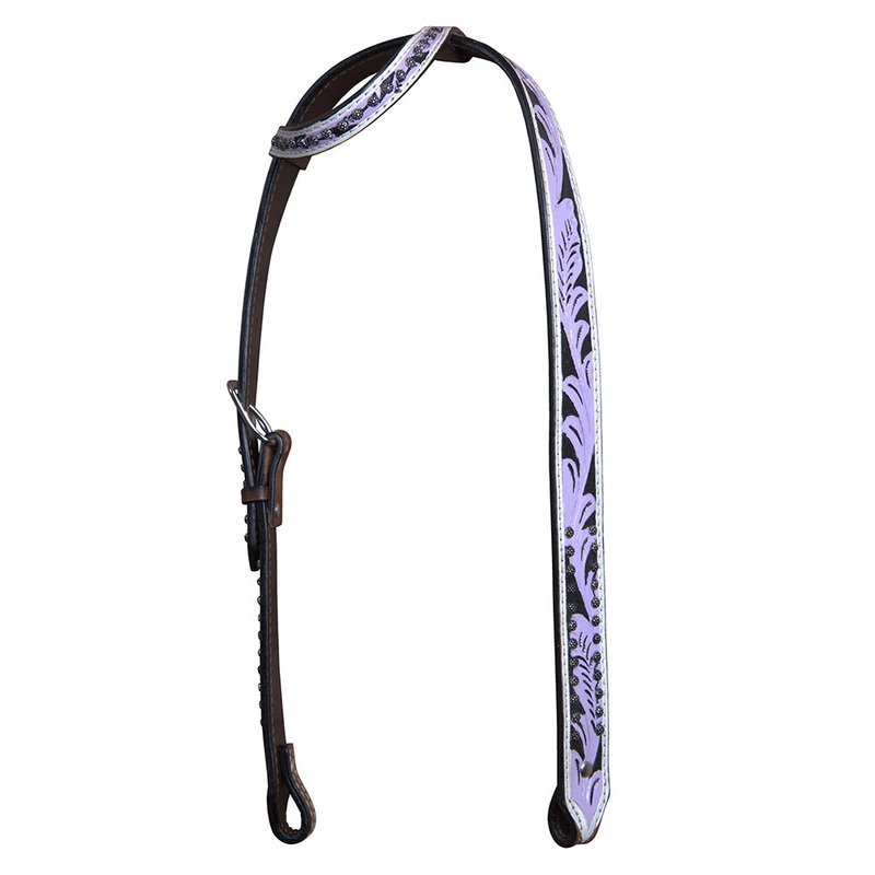 HILASON Western Horse Headstall Tack Genuine American Leather Purple & Black