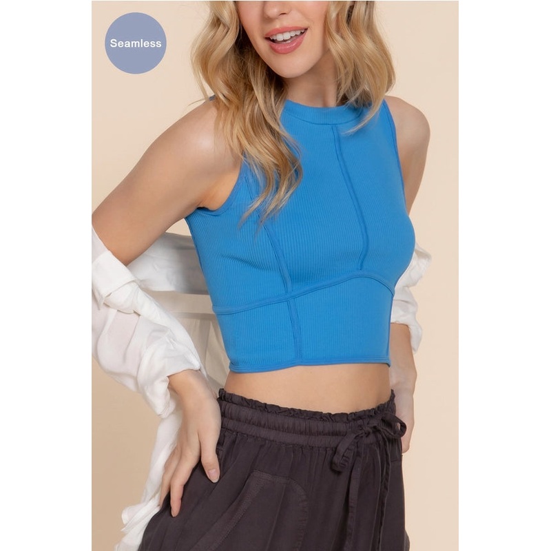 Corset-Like Seamless Rib Tank Top