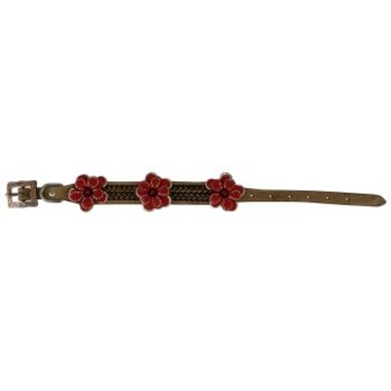 #DC-44: Showman CoutureGenuine leather dog collar with painted 3D flower accent