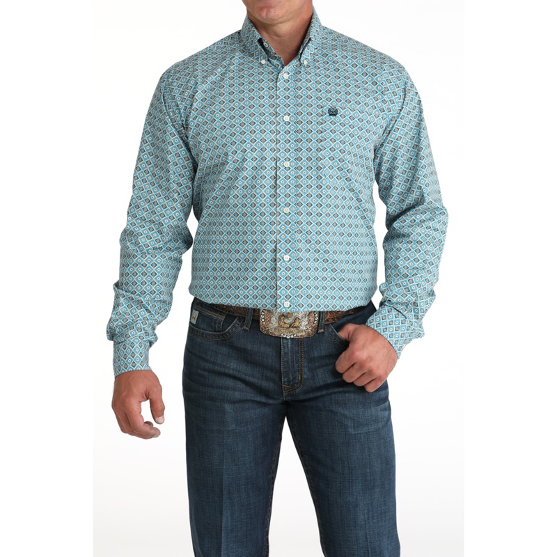 MTW1105955 Cinch Men’s Long Sleeve Button down Western Shirt – Blue Print