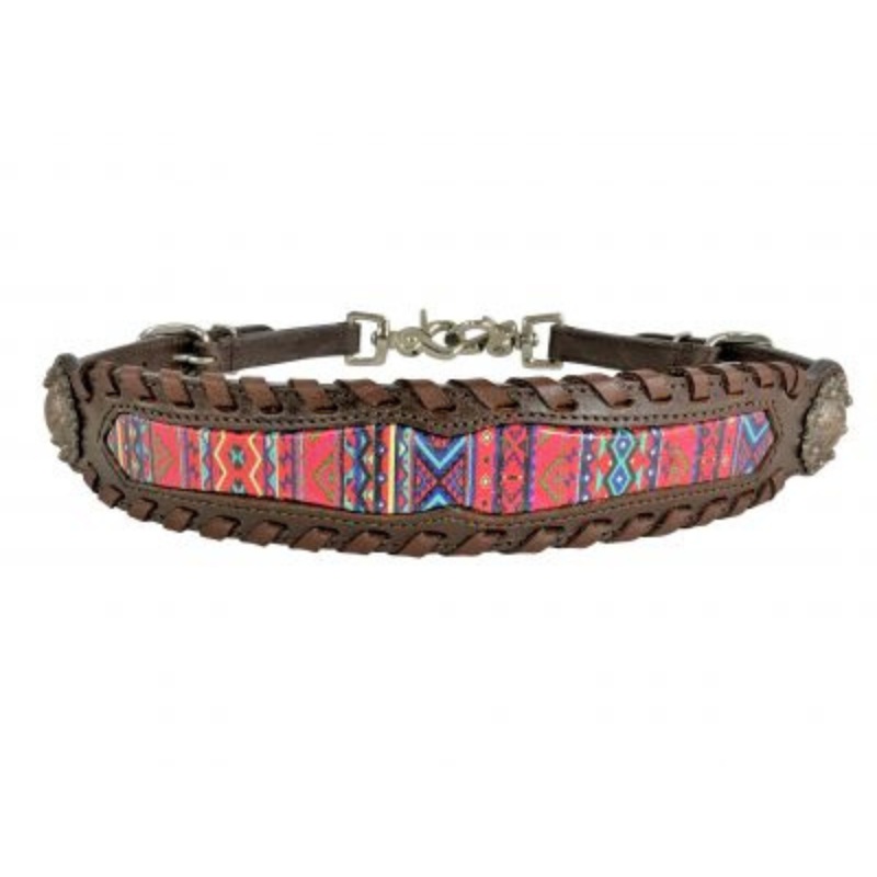 Showman Leather Pink Aztec Print wither strap.