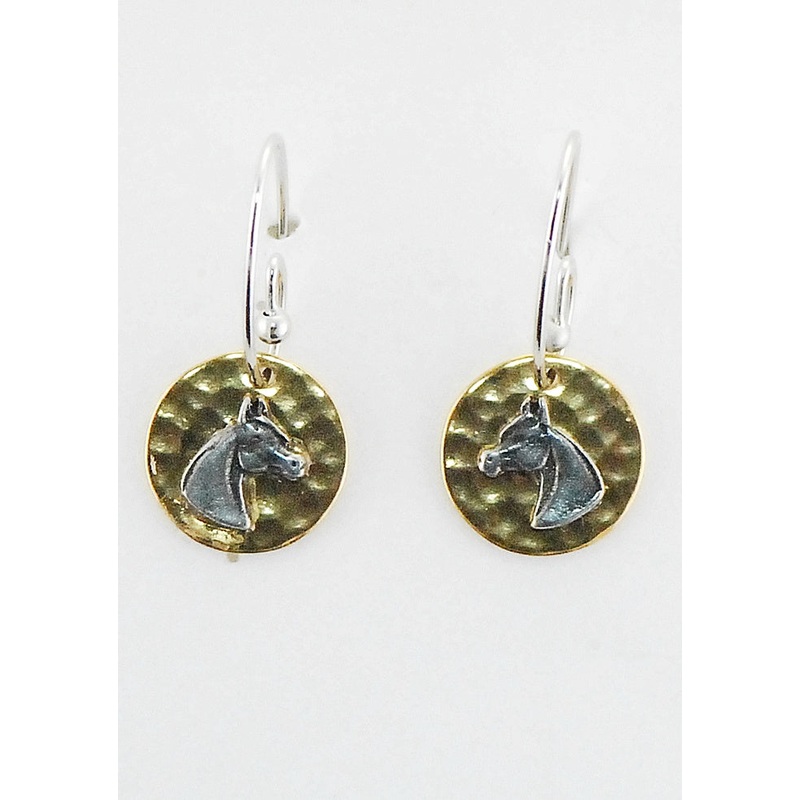Finishing Touch Arabian Horse On Hammered Disc French Wire Earrings