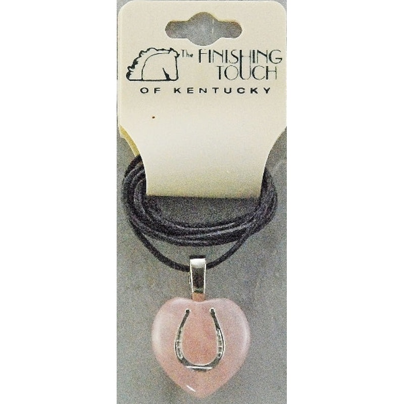 Finishing Touch Puffy Heart with Tiny Horseshoe & Bail – Rose Quartz