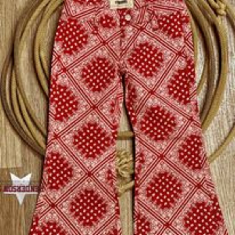 Girl’s Bandana Button Flare by Rock & Roll ~ Scarlet