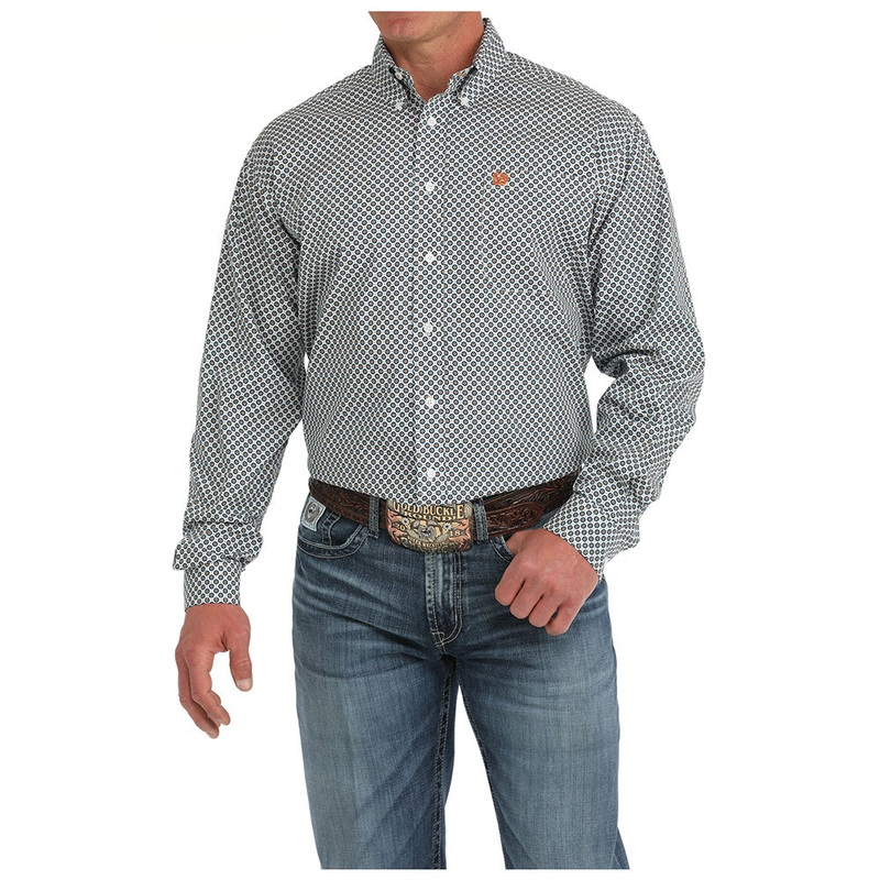 MTW1105885 Cinch Men’s Long Sleeve Western Button down Shirt – White Print