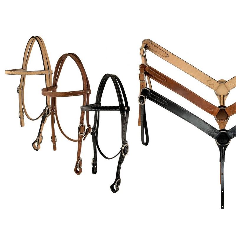 Showman Argentina Cow Leather headstall and breast collar set with reins