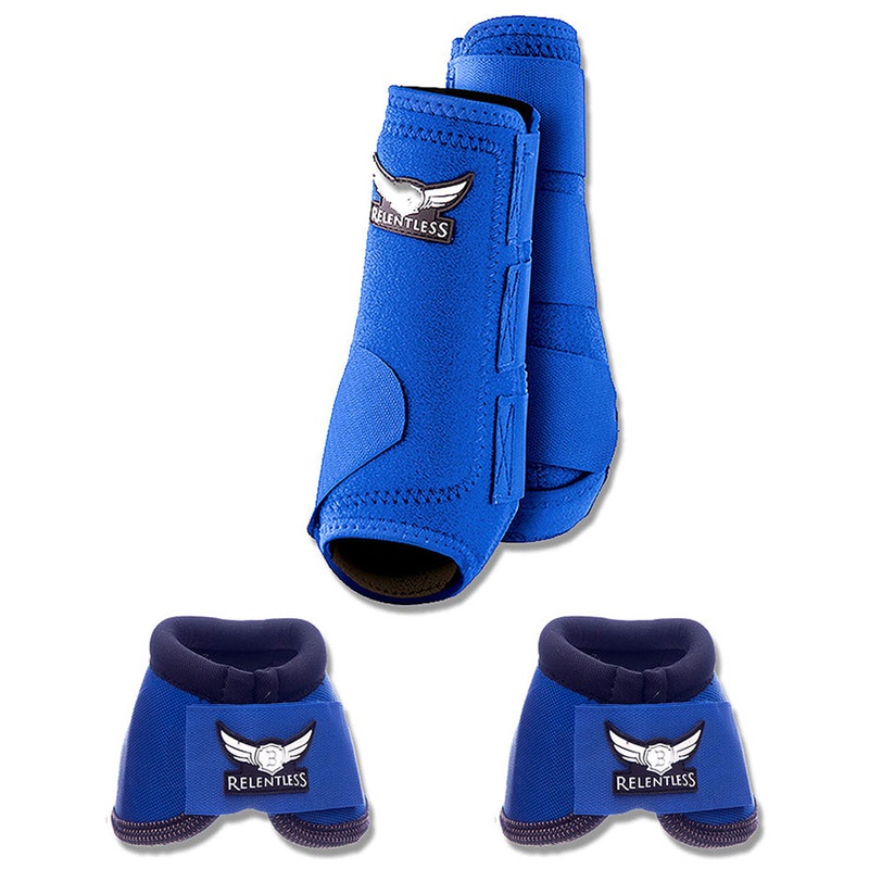 Blue Cactus Ropes Trevor Brazile Relentless 2 Front Sport Boot 2 Bell Boot Value Pack Horse Leg Small Medium Large