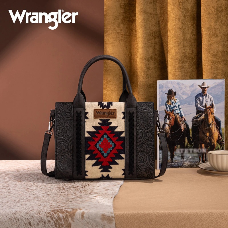 Wrangler Tooled Aztec Tote ~ Black