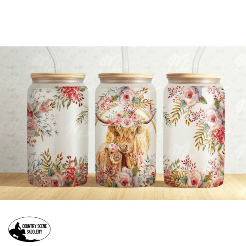 Glass Coffee Cup – Floral Mum & Calf