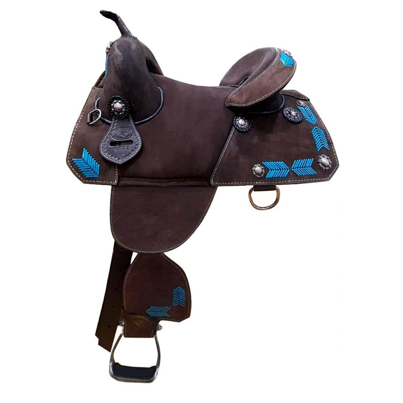 15″, 16″ Double T Treeless Saddle, Dark Brown, Turquoise Buckstitch #6932