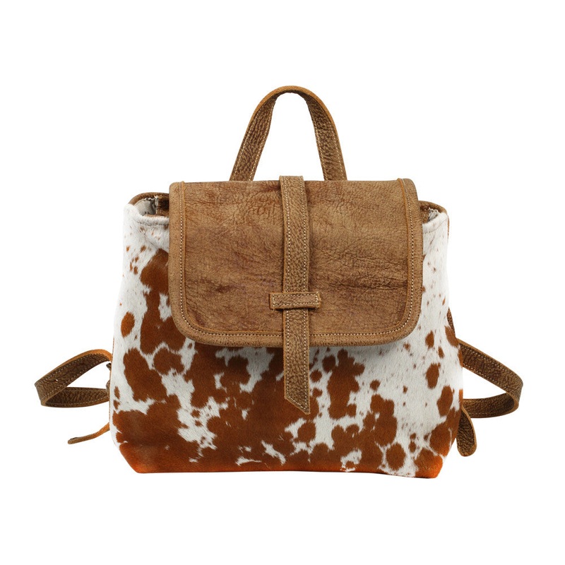 LEATHER FLAP HAIRONBACKPACK BAG