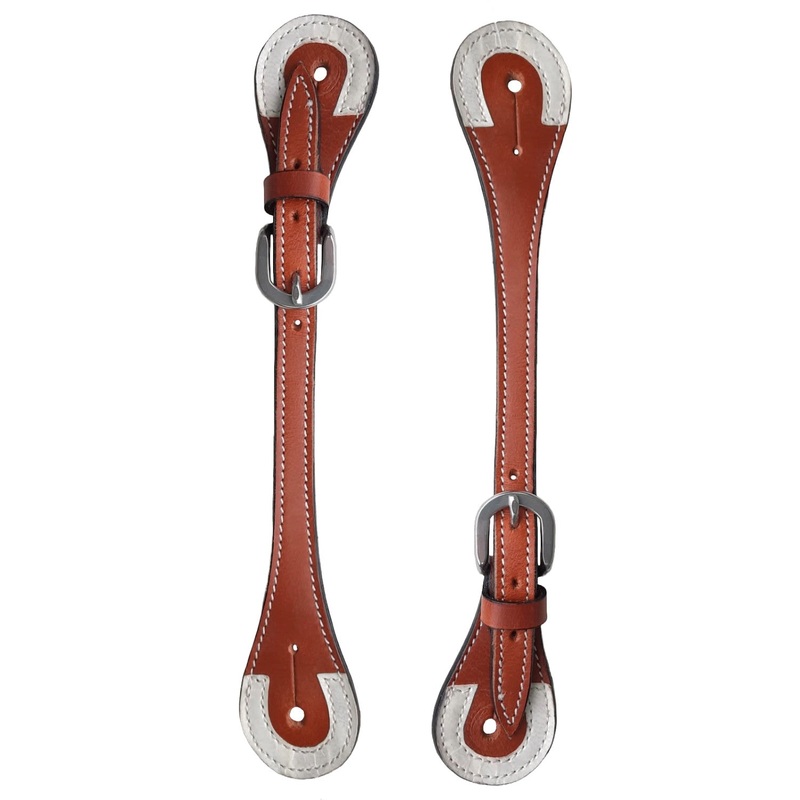 Tahoe Leather Spur Straps with St. Steel Hardware and Rawhide Corners Unisex Pair for Horse Riding, Barrel Racing and Horse Shows