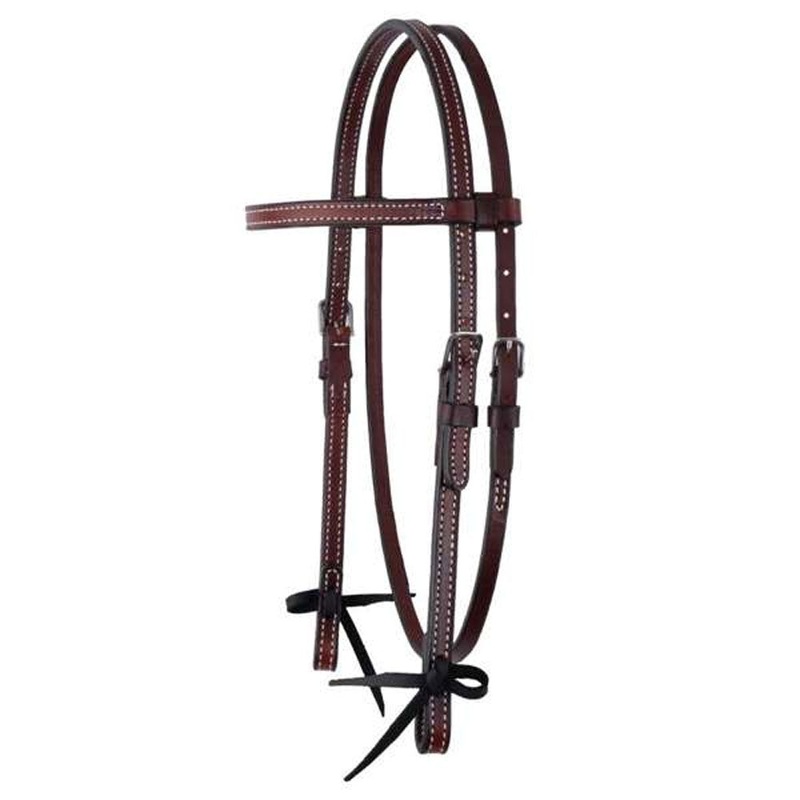 0124-000T Circle Y Browband Headstall Plain Stitched – Chestnut