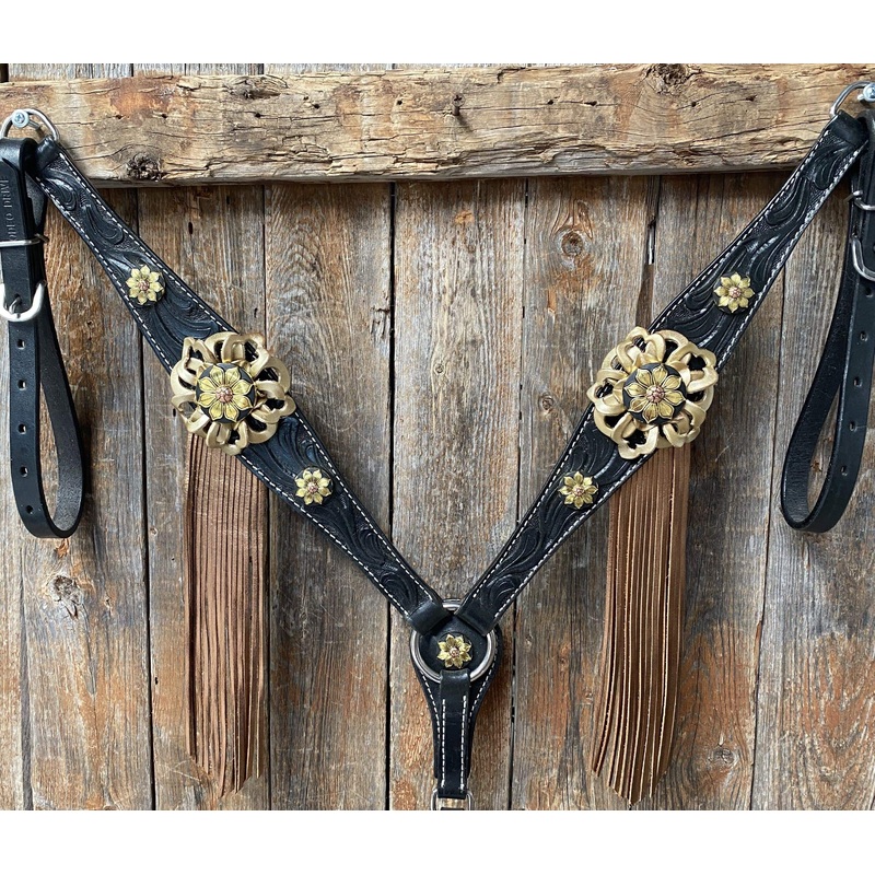Breastcollar – Gold & Black Sunflower #BC1058