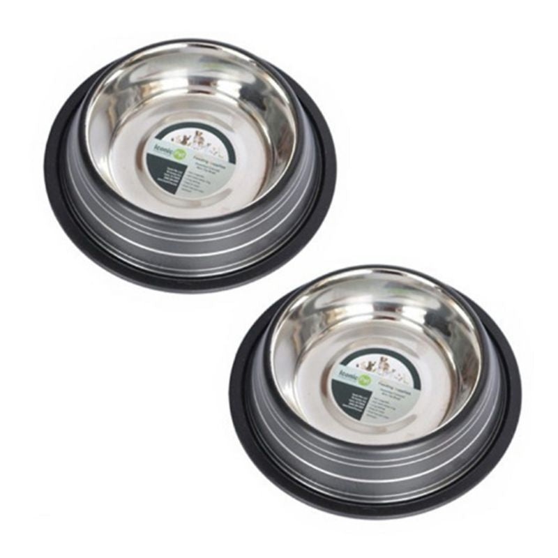 Color Splash NonSkid Pet Bowl 2 Pack 12 Cup Black