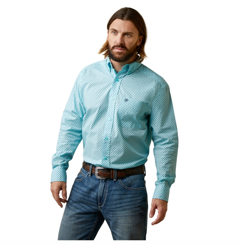 10044863 Ariat Men’s Osburn Classic Long Sleeve Buttondown Western Shirt – Turquoise
