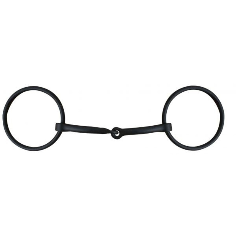 #14332: Showman black steel loose ring snaffle bit with 3″ rings and 5″ mouth