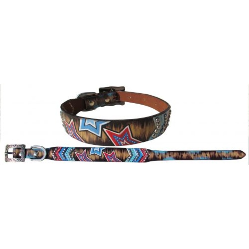 #27472: Showman CoutureGenuine leather dog collar with red, white, and blue stars