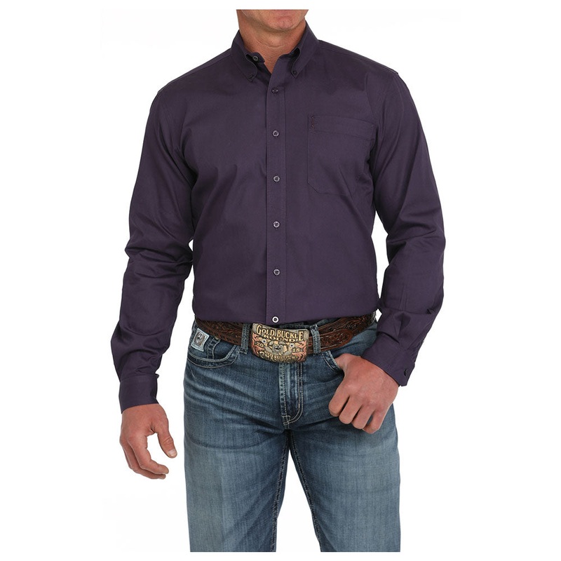 MTW1347125 Cinch Men’s Modern Fit Long Sleeve Button down Shirt – Solid Purple