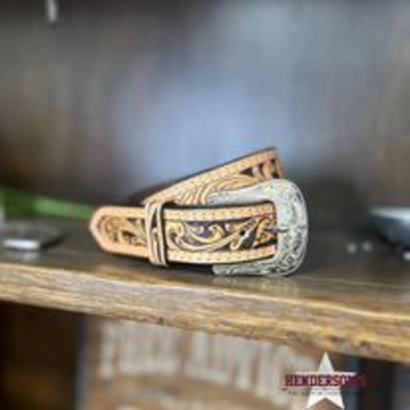 Youth Tooled Leather Belt