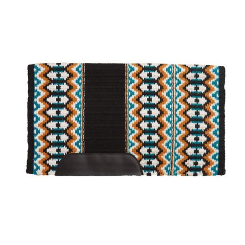 #6258: Showman 34″ x 40″Heavy weight woven wool, single ply saddle blanket with smooth leather