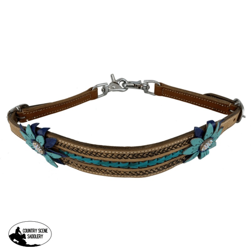 Showman Hand painted 3D flower teal flower