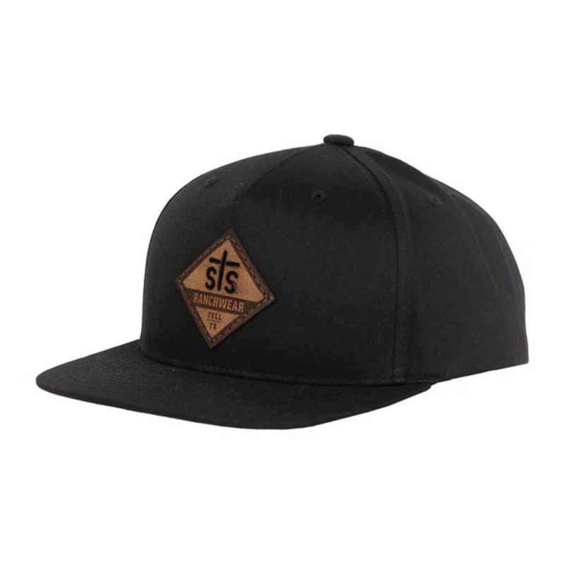 STS LASERED DIAMOND LEATHER PATCH HAT – BLACK