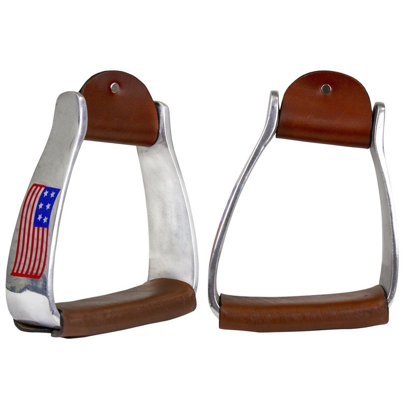 Tahoe Tack Patriotic American Flag Angled Knee Relief Western Barrel Stirrups