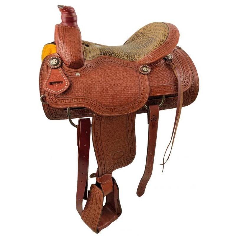 15″, 16″ Circle S Roper With Alligator Print Seat-ROPING WARRANTY-FREE SHIPPING
