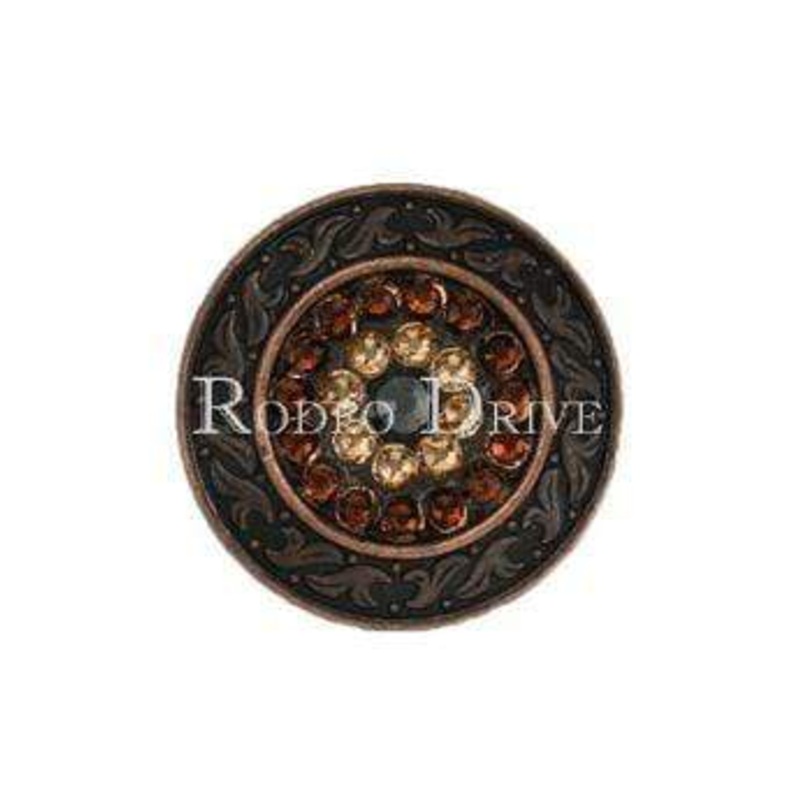 Jet Champagne & Topaz Copper 1.5″ Disc European Crystal Concho