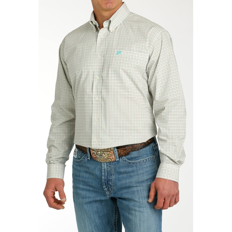 MENS CINCH CREAM PLAID L/S