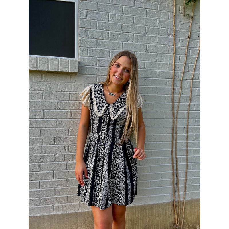 Vintage Lace Floral Mini Dress