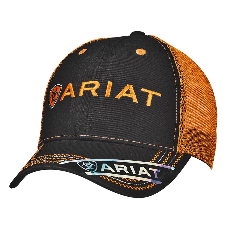 15160276 Ariat Men’s Black and Orange Mesh Back Ball Cap