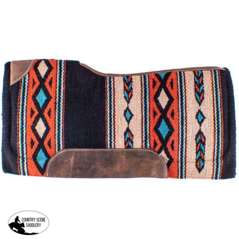 Showman 34″ x 36″ x 3/4″ Turquoise, orange, mustard and pink colored memory felt bottom saddle pad.