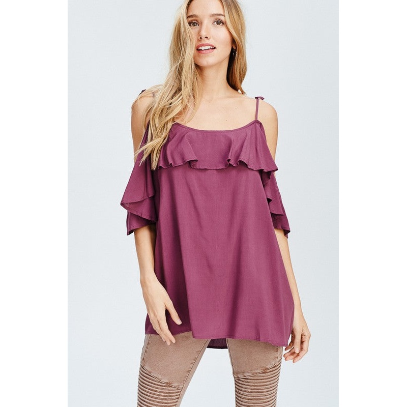 SPAGHETTI STRAP FRILLED CAMISOLE TOP