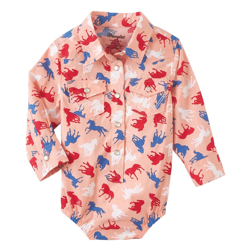 Wrangler Baby Girl Bodysuit ~ Horse Print