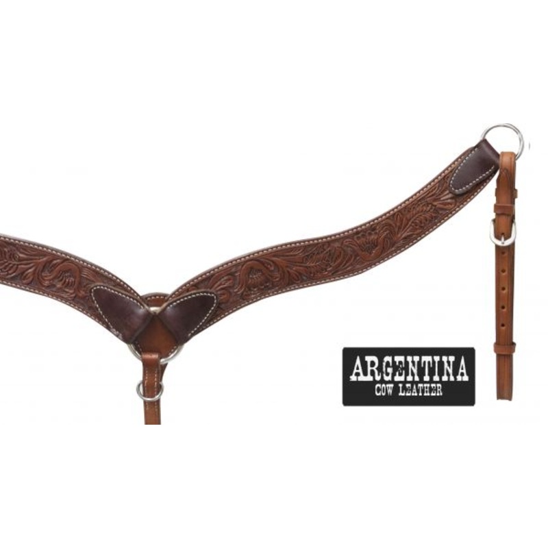 #13486: Showman  Argentina cow leather tooled breast collar