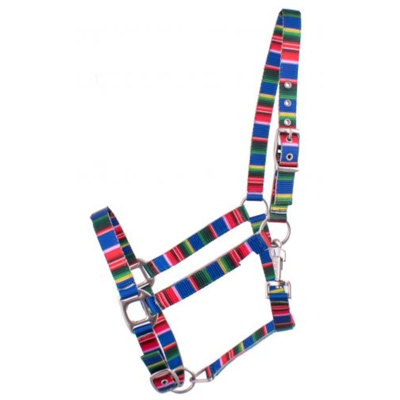 #SS-05: Showman Premium Nylon Horse Sized Halter with serape design