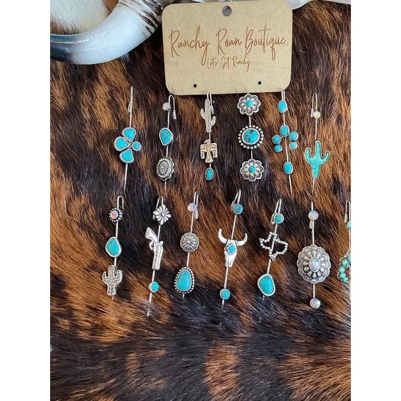 Western Concho Turquoise Ear Pin LARGE CONCHO