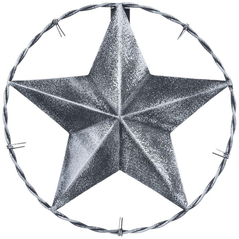 8″ Antiqued Decorative Metal Star w/ Barbwire Ring