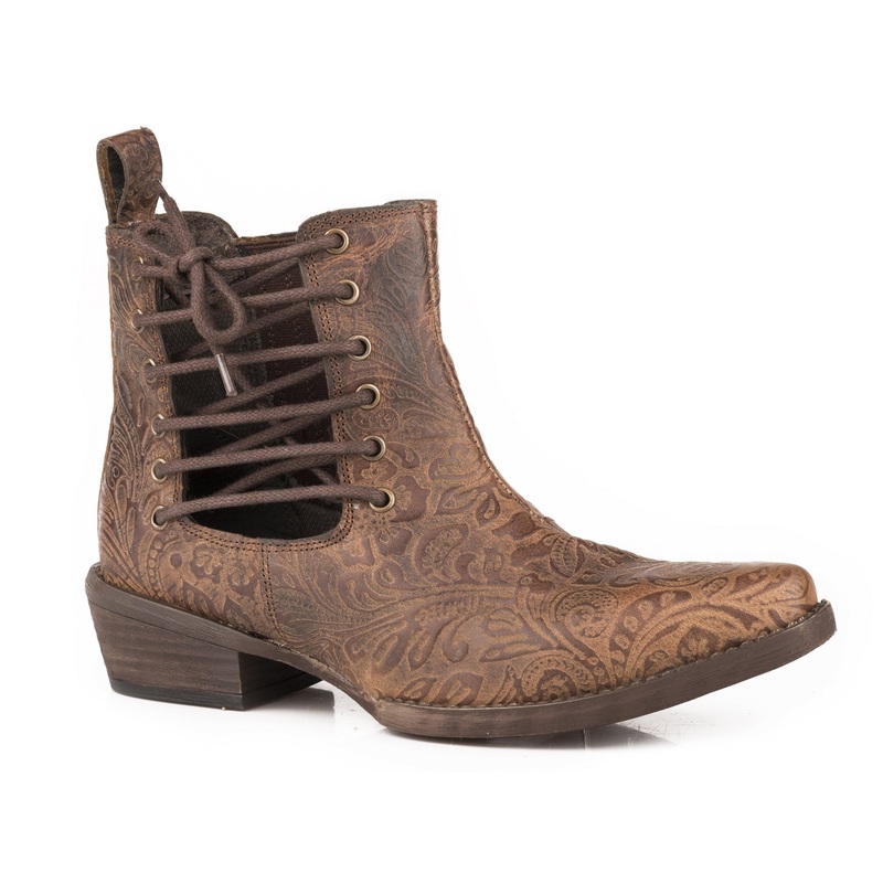 Roper Ladies Side Lace Design Snip Toe Boots