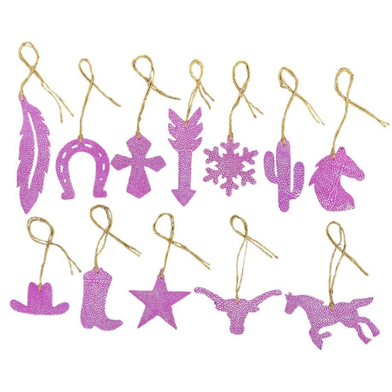 12 Piece Leather Christmas Ornament Set – Purple