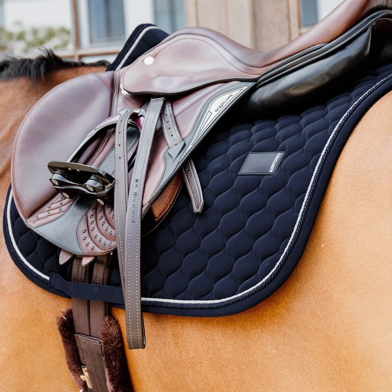 Kentucky Horsewear Onion Quilt Rubber Logo Jumping Saddle Cloth – Navy