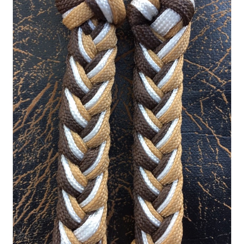 Martha Josey Super Knot Barrel Racing Rein Brown/White/Tan